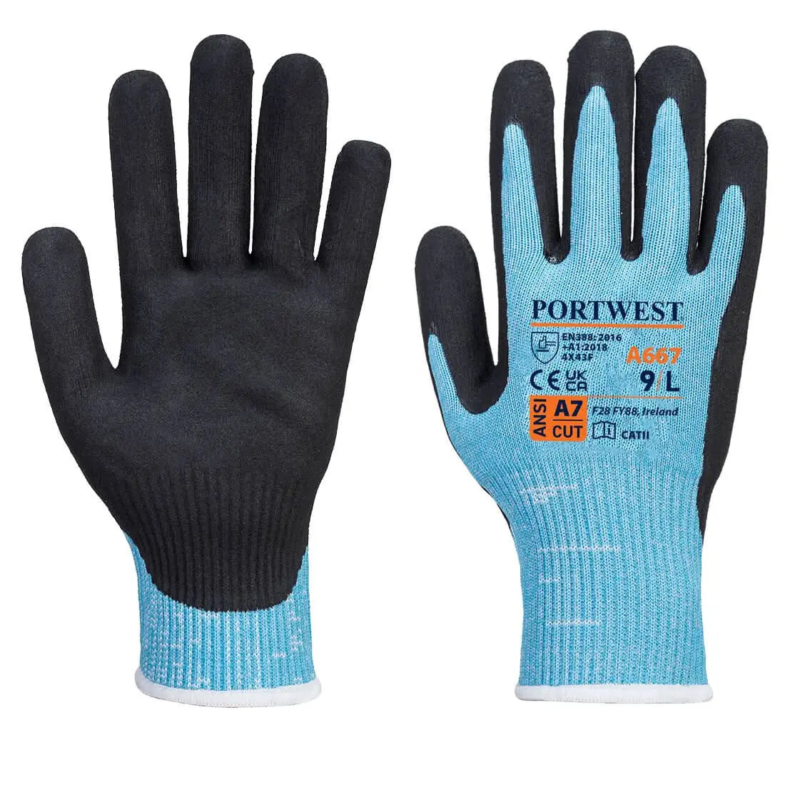 Portwest Claymore Cut F13 Nitrile Glove A667 - Blue Black - Customisable Hand Protection