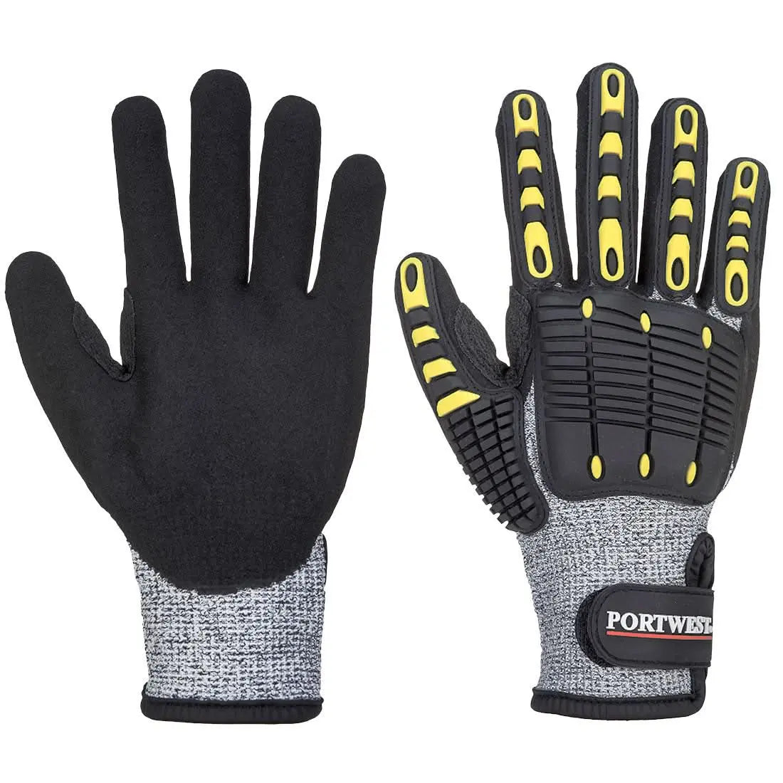 Portwest Anti Impact Cut Resistant Glove A722 - Grey Black - Customisable Hand Protection