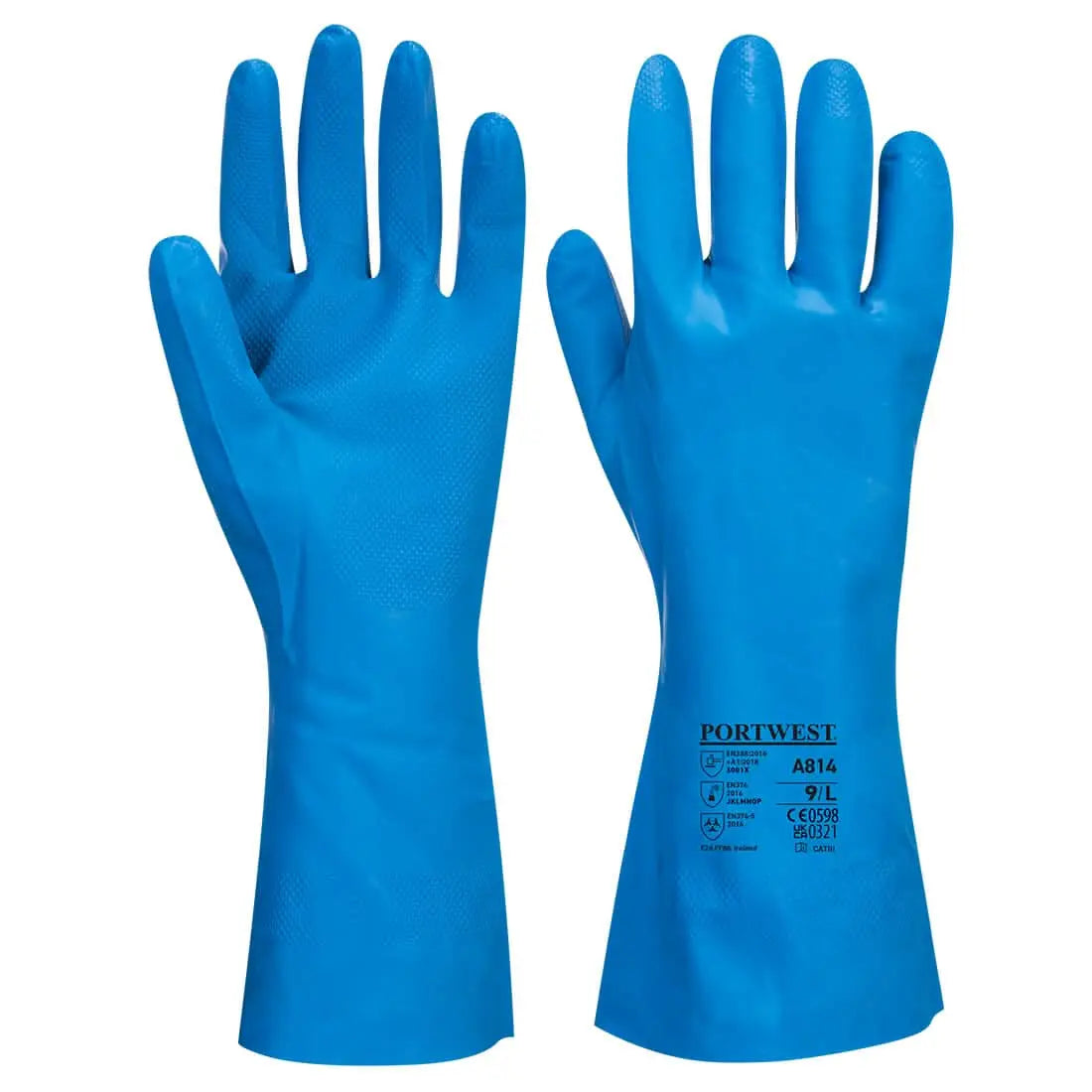 Portwest Food Approved Nitrile Gauntlet A814 - Blue - Customisable Hand Protection