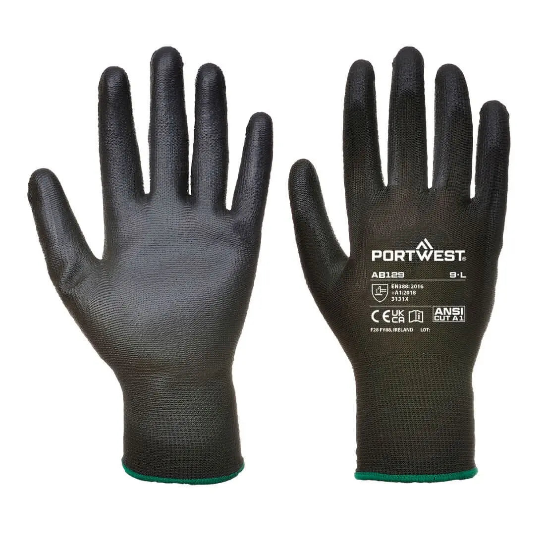 Portwest Pu Palm Glove 288 Pairs - AB129 - Black - Customisable Hand Protection