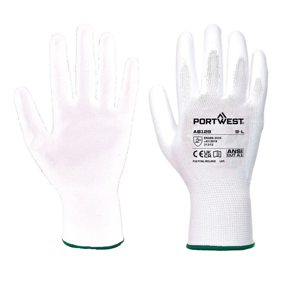 Portwest Pu Palm Glove 288 Pairs - AB129 - White - Customisable Hand Protection