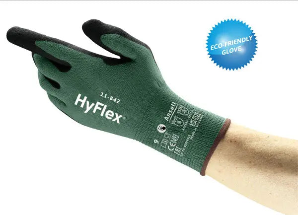 Ansell Hyflex Gloves An11 842 - Green - Customisable Knitted