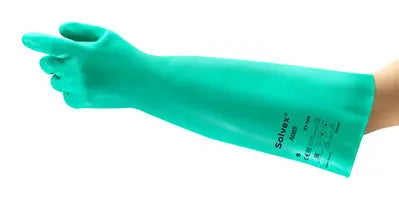 Ansell Alphatec Solvex Gauntlet Gloves An37 185 - Green - Customisable Nitrile
