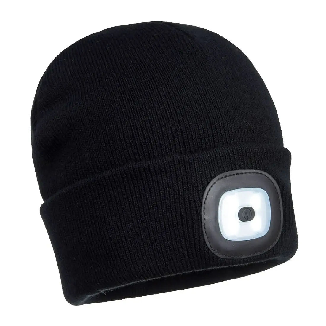 Portwest B029 Beanie with Usb Rechargeable Led Head Light - Black - Customisable PPE