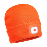 Portwest B029 Beanie with Usb Rechargeable Led Head Light - Orange - Customisable PPE