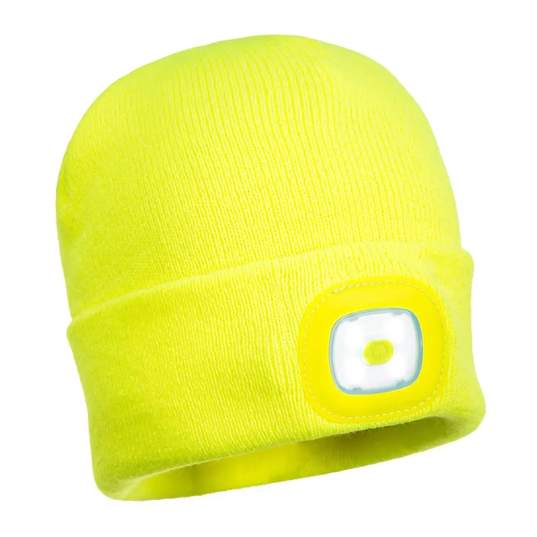 Portwest B029 Beanie with Usb Rechargeable Led Head Light - Yellow - Customisable PPE