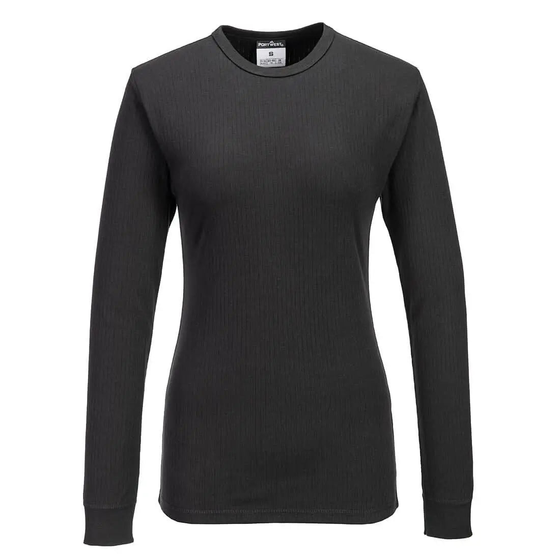 Portwest WomenS Thermal T Shirt Long Sleeve B126 - Black - Customisable T-Shirts