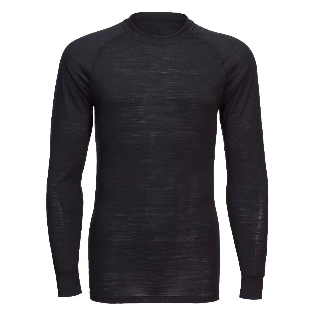 Portwest Merino Wool Crewneck Baselayer Top B183 - Black - Customisable Baselayer