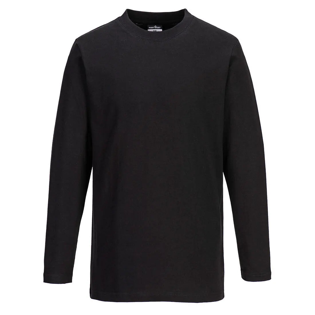 Portwest Cotton T-Shirt L/S - b196 - Black - Customisable T-Shirts