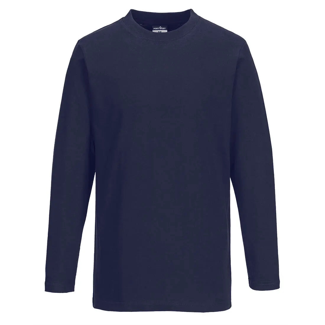 Portwest Cotton T-Shirt L/S - b196 - Navy - Customisable T-Shirts