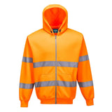 Portwest Hi Vis Zipped Hoodie B305 - Orange - Customisable Hoodies