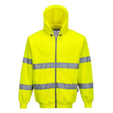 Portwest Hi Vis Zipped Hoodie B305 - Yellow - Customisable Hoodies