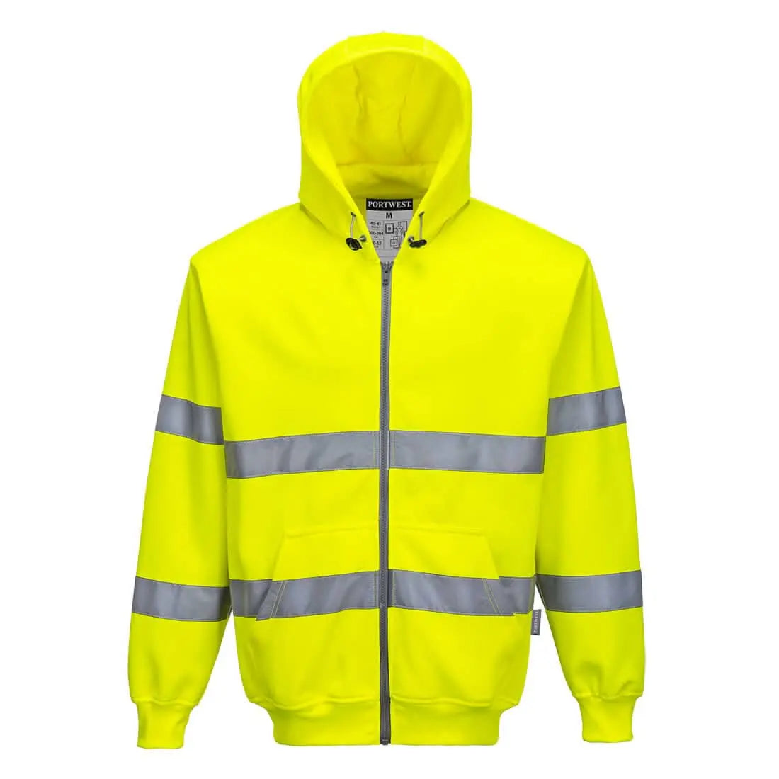 Portwest Hi Vis Zipped Hoodie B305 - Yellow - Customisable Hoodies