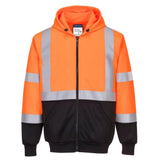 Portwest Hi Vis Contrast Zipped Hoodie B315 - Orange Black - Customisable Hoodies