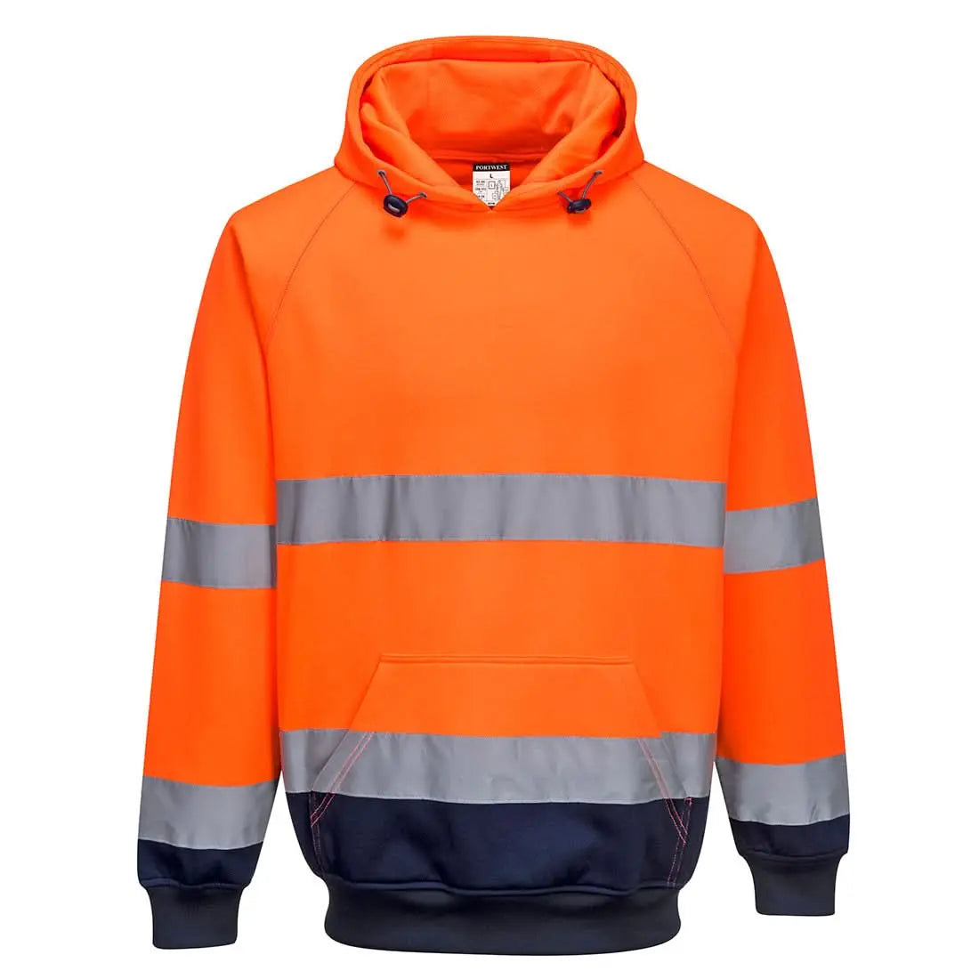 Portwest Hi Vis Contrast Hoodie B316 - Orange Navy - Customisable Hoodies