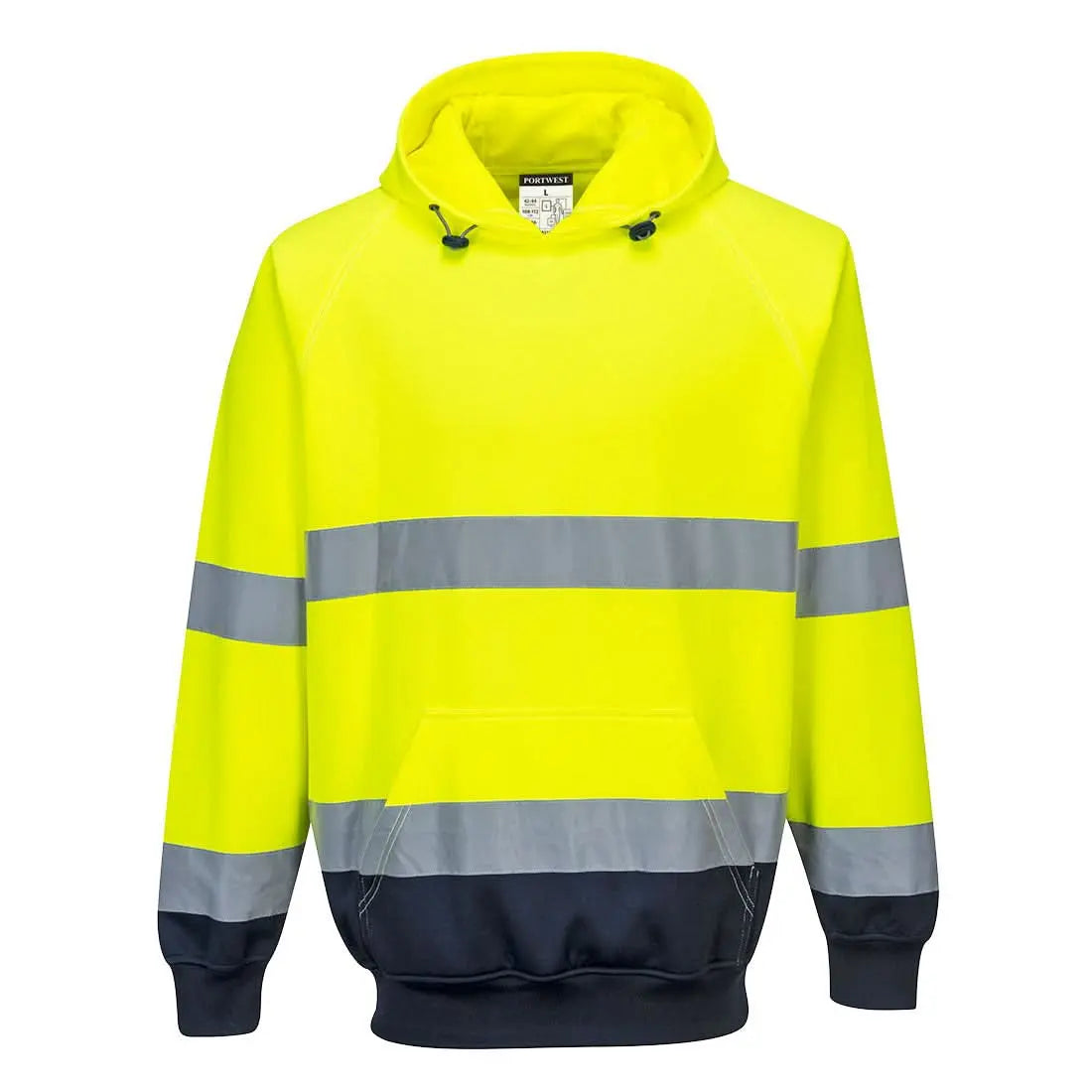 Portwest Hi Vis Contrast Hoodie B316 - Yellow Navy - Customisable Hoodies