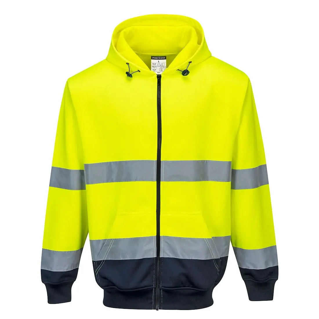 Portwest Hi Vis Contrast Zipped Hoodie B317 - Yellow Navy - Customisable Hoodies
