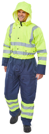 Beeswift Thermal Two Tone Hi Vis Waterproof Overall Bd900 - - Customisable Coveralls