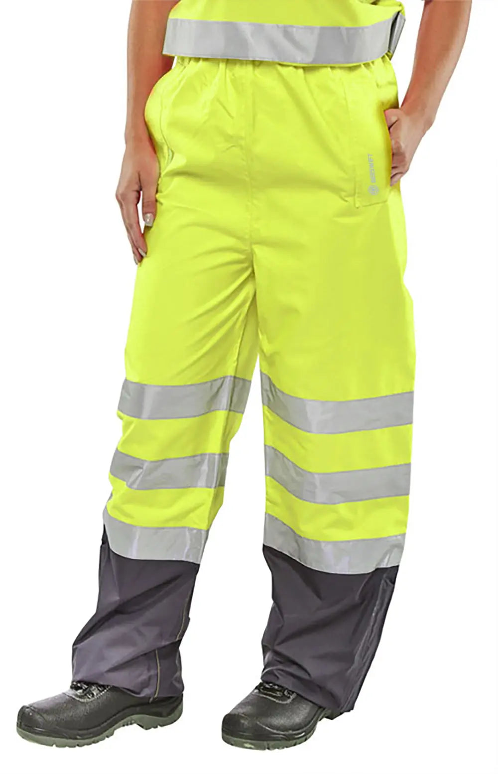 Beeswift Belfry Two Tone Hi Vis Waterproof Trousers Bet - Saturn Yellow Navy - Customisable Trousers