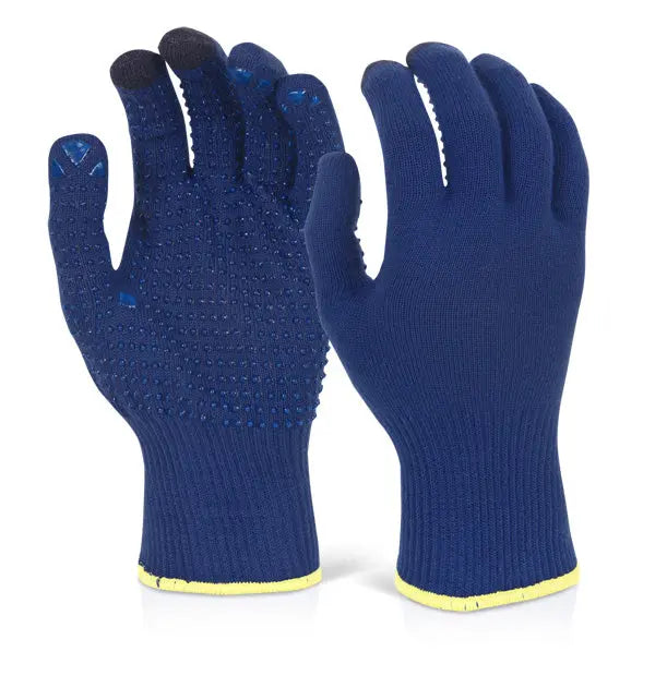 Beeswift Touch Screen Knitted Gloves Bf10 - Blue - Customisable PVC