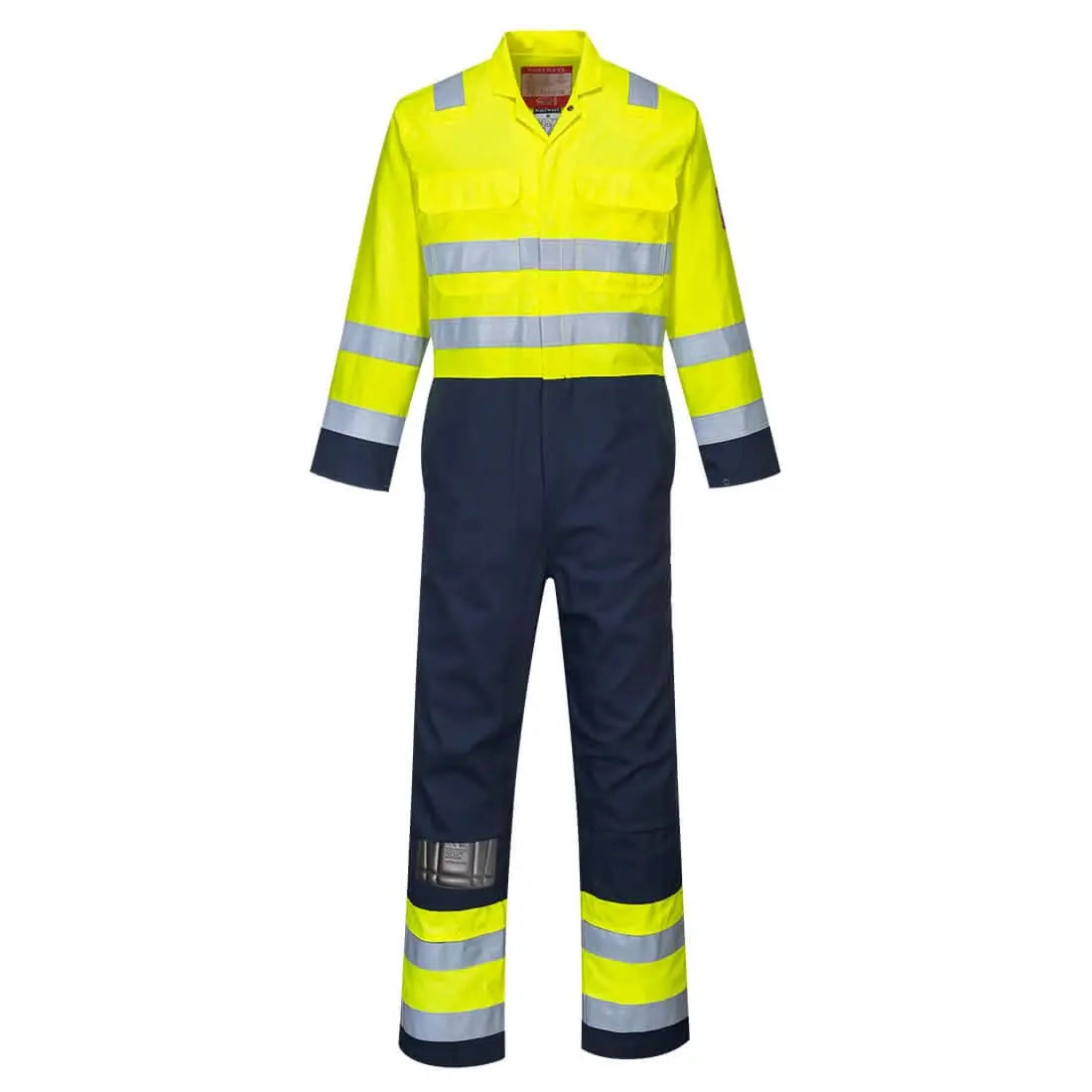 Portwest Bizflame Work Hi Vis Anti Static Coverall BIZ7 - Yellow Navy - Customisable HV Coverall