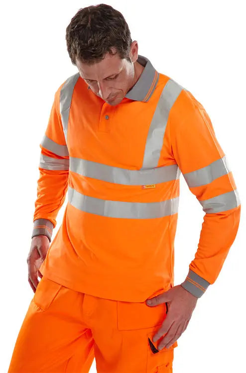 Beeswift Long Sleeve Hi Vis Polo Shirt Bpkslsen - - Customisable Polo Shirts