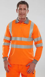 Beeswift Long Sleeve Hi Vis Polo Shirt Bpkslsen - - Customisable Polo Shirts