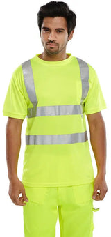Beeswift Crew Neck Hi Vis Short Sleeve T Shirt Bscntsen - - Customisable Tee Shirts