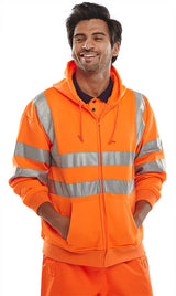 Beeswift Essential Hi Vis Zipped Hoodie Bshssen - - Customisable Sweatshirts