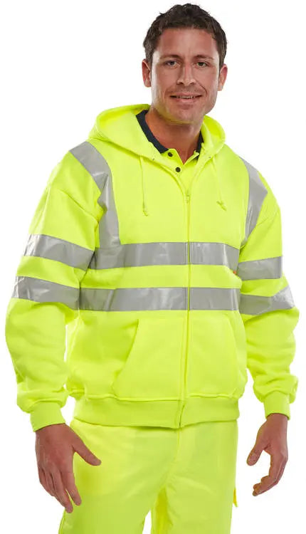 Beeswift Essential Hi Vis Zipped Hoodie Bshssen - - Customisable Sweatshirts