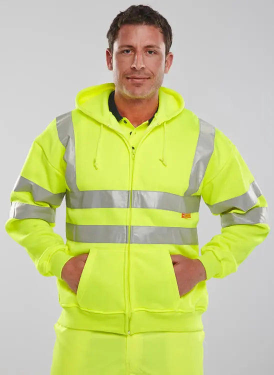 Beeswift Essential Hi Vis Zipped Hoodie Bshssen - - Customisable Sweatshirts
