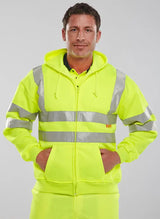 Beeswift Essential Hi Vis Zipped Hoodie Bshssen - - Customisable Sweatshirts