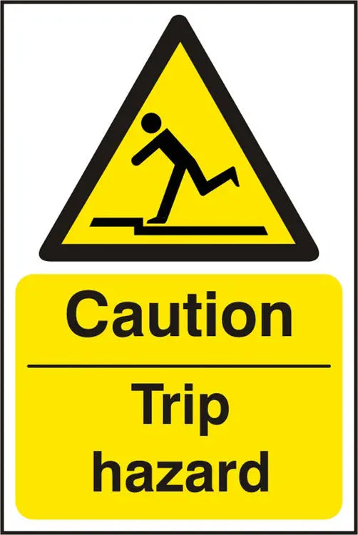 Beeswift Caution Trip Hazard Sign Bss11053 N - White Yellow 200X300MM - Customisable Hazard Signs