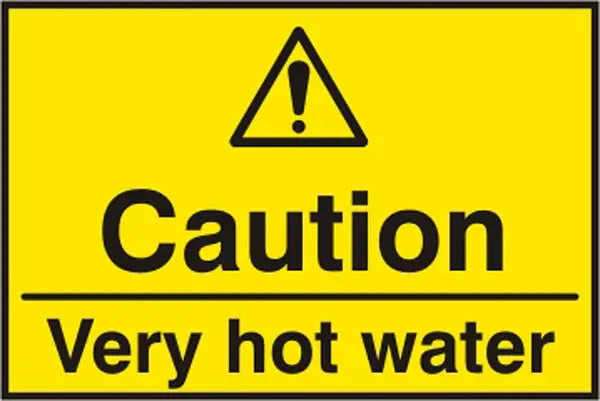 Beeswift Caution Hot Water Sign Bss11161 N - 75X50MM Yellow - Customisable Hazard Signs