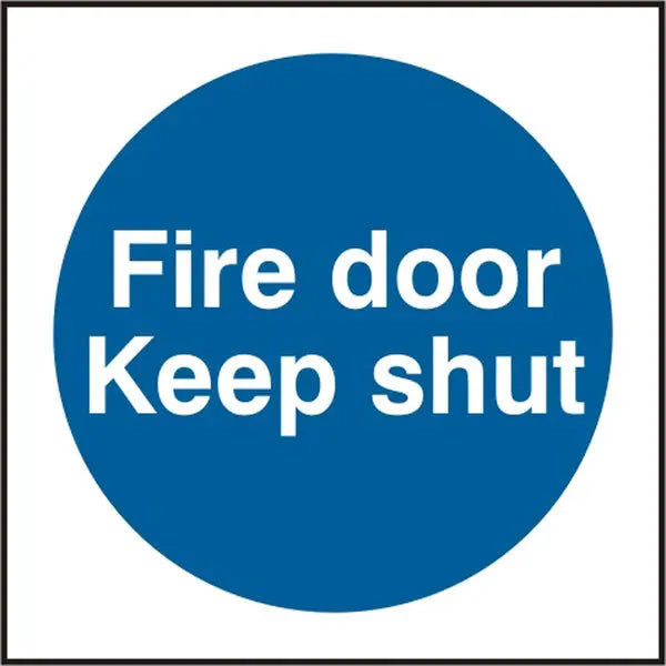 Beeswift Fire Door Keep Shut Sign Bss11324 N - White Blue 100X100MM - Customisable Mandatory Signs