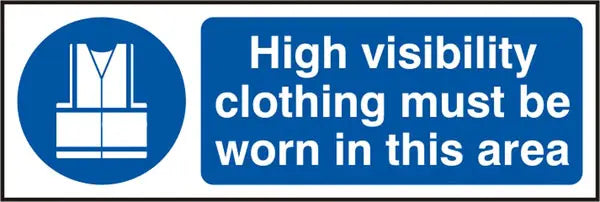 Beeswift Hi Vis Clothing Must Be Worn In This Area Sign Bss11688 R - White Blue 300X100MM - Customisable Prohibition Signs
