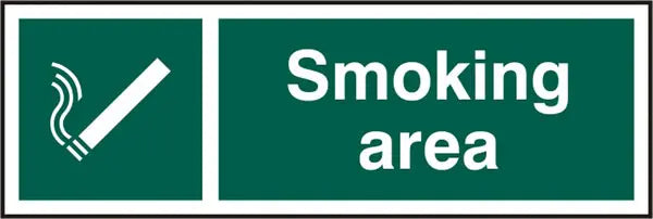 Beeswift Smoking Area Rigid Pvc Sign Bss11904 N - Green 300X100MM - Customisable Smoking Area Signs