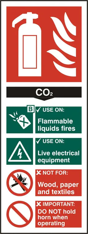 Beeswift Fire Extinguisher Co Sign Rigid Pvc Bss12311 N - White 82X202MM - Customisable Fire Equipment Signs