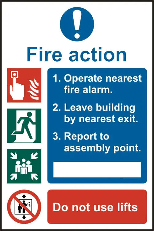 Beeswift Fire Action Procedure Sign Self Adhesive Bss13842 N - White 200X300MM - Customisable Fire Equipment Signs
