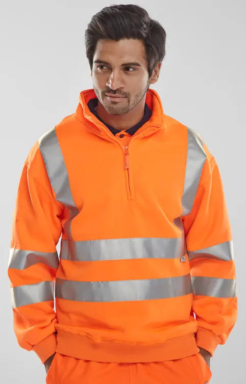 Beeswift Essential Quarter Zip Sweatshirt Hi Vis Jumper Bszssen - - Customisable Sweatshirts
