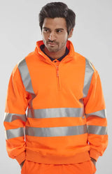 Beeswift Essential Quarter Zip Sweatshirt Hi Vis Jumper Bszssen - - Customisable Sweatshirts
