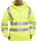 Beeswift Essential Quarter Zip Sweatshirt Hi Vis Jumper Bszssen - Saturn Yellow - Customisable Sweatshirts