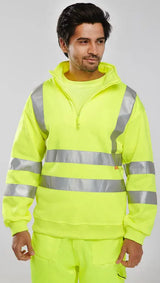 Beeswift Essential Quarter Zip Sweatshirt Hi Vis Jumper Bszssen - - Customisable Sweatshirts