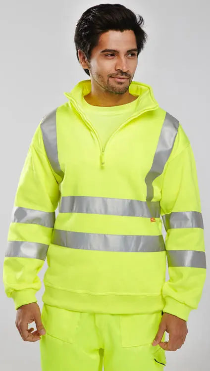 Beeswift Essential Quarter Zip Sweatshirt Hi Vis Jumper Bszssen - - Customisable Sweatshirts