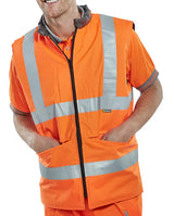 Beeswift Reversible Hi Vis Interactive Bodywarmer Bweng - Orange Grey - Customisable Bodywarmers