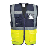 Portwest Paris Hi Vis Contrast Executive Vest C276 - Yellow Navy - Customisable HV Vest