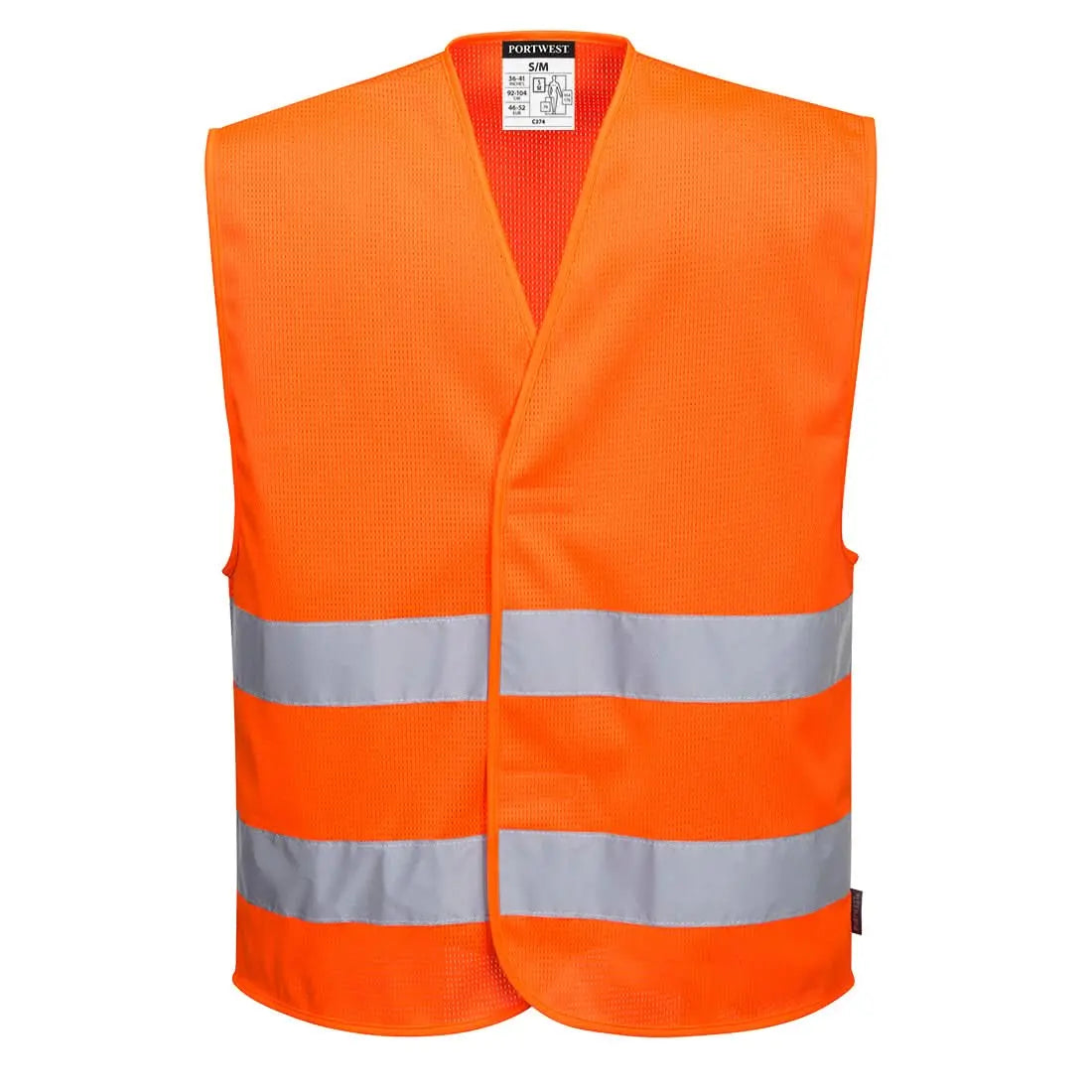 Portwest Hi Vis Mesh Two Band Vest C374 - Orange - Customisable HV Vest