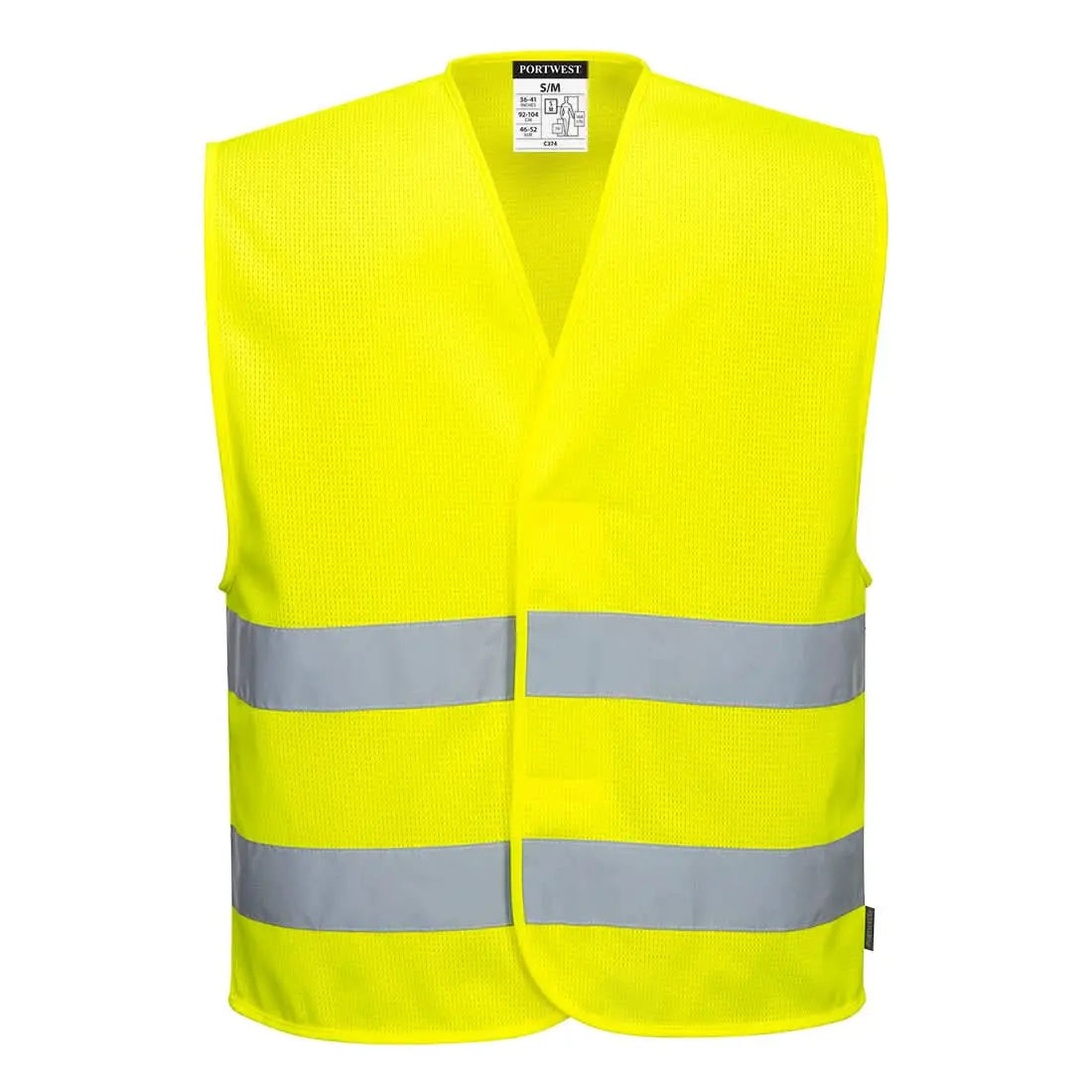 Portwest Hi Vis Mesh Two Band Vest C374 - Yellow - Customisable HV Vest
