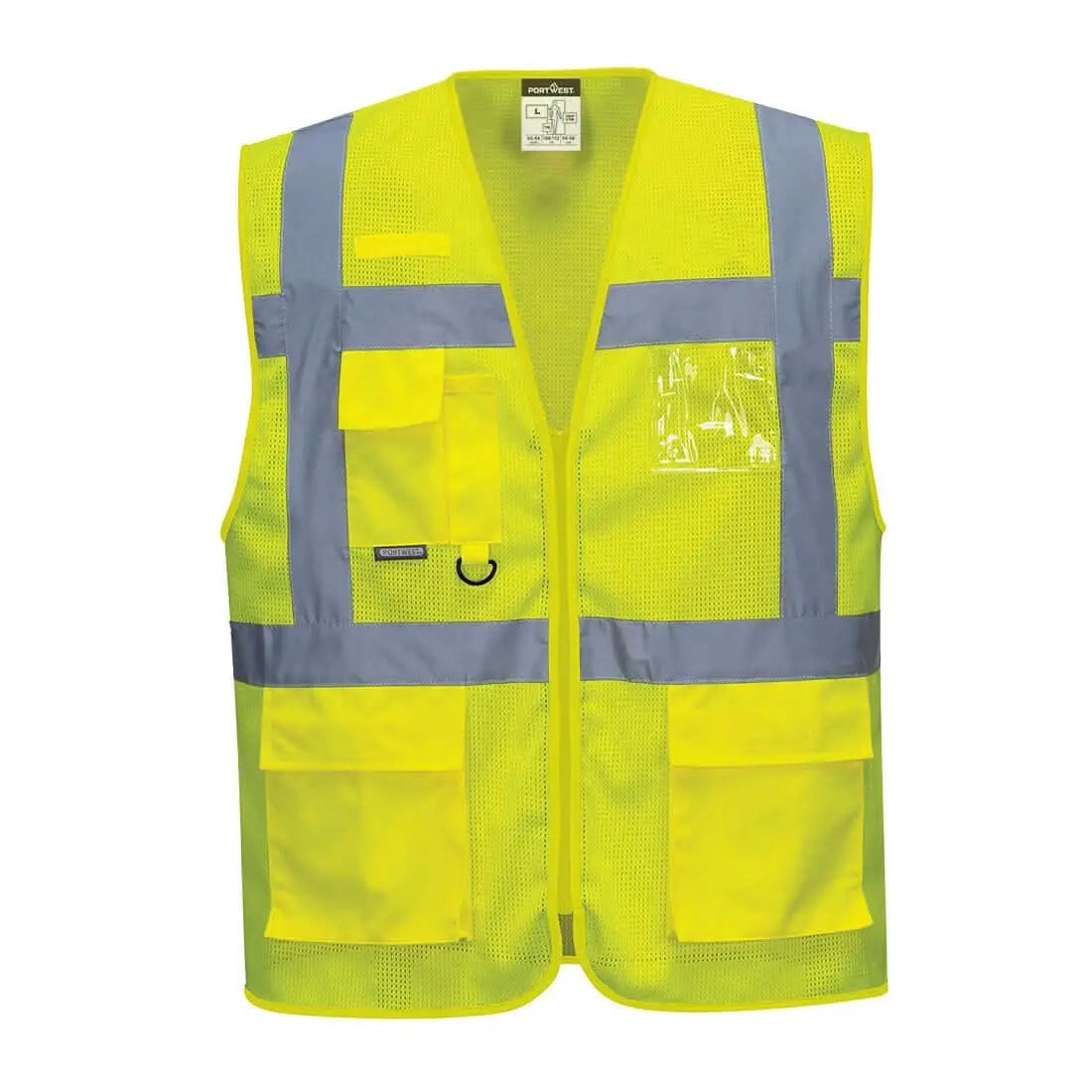 Portwest Athens Hi-vis Mesh Executive Vest C376 - Yellow - Customisable HV Vest