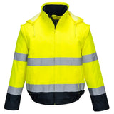 Portwest Hi Vis 2 In 1 Contrast Essential Lite Bomber Jacket C464 - Yellow Navy - Customisable Jacket